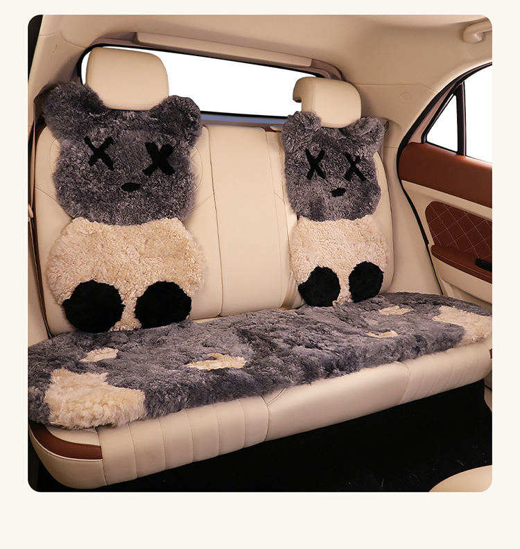 Winter pure wool car seat cushion violent bear cartoon unisex cute cartoon bear warm plush seat cushion