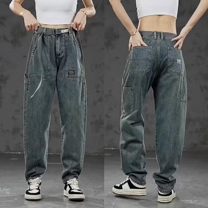 Vaqueros rectos retro de moda y de moda para hombres con sentido de diseño de primavera y verano