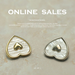 [Yi Sen] Chanel-style Elegant Lady-Style Heart-Shaped Button Tweed Overcoat, Suit-Style Imitation Shell Metal Clothing Buttons