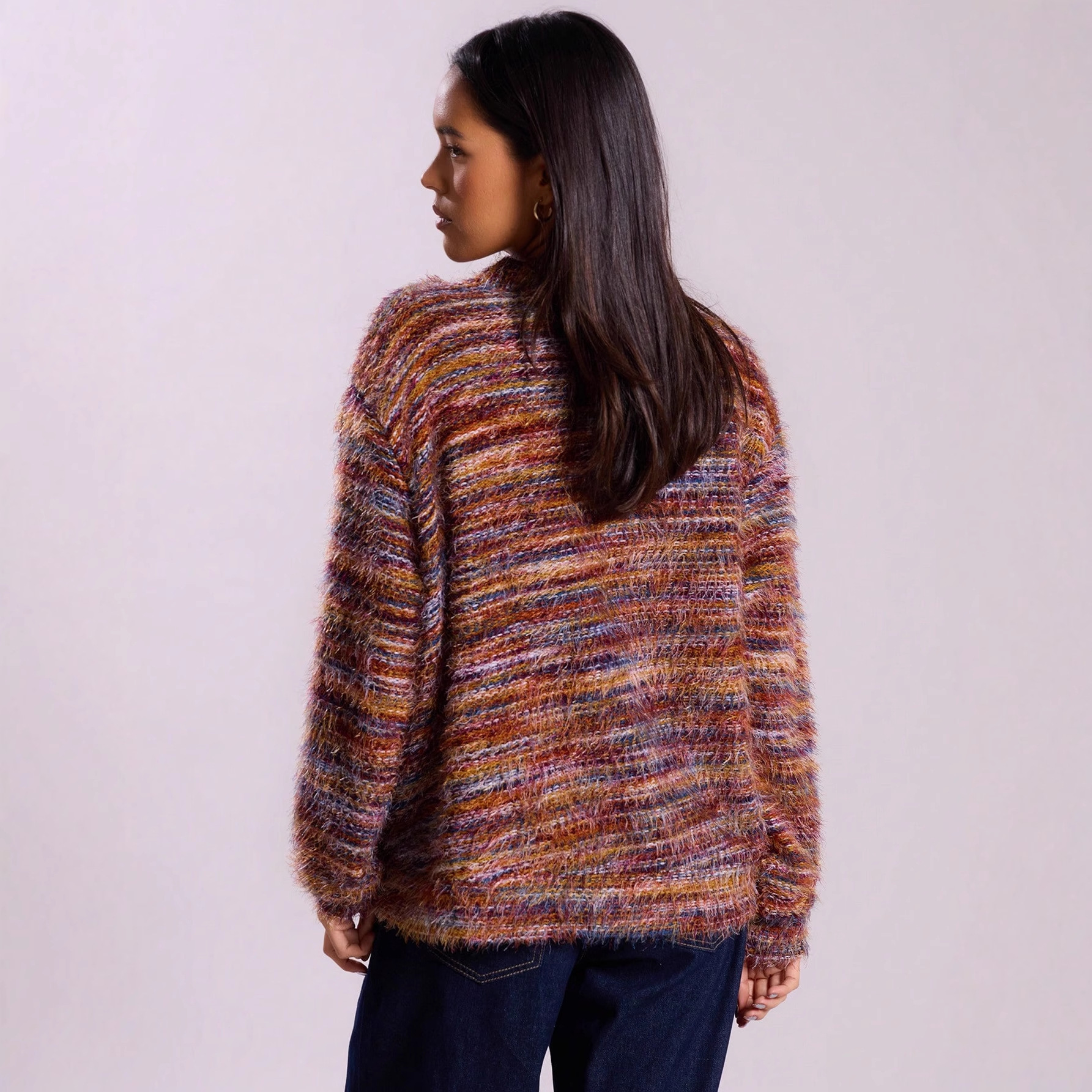 2026 Neuer Vintage-Stil: Melard Plüsch-Cardigan mit tiefem V-Ausschnitt und langen Ärmeln für den grenzüberschreitenden europäischen und amerikanischen Markt._voghion.com