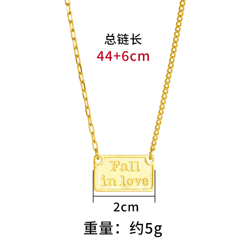 Vietnam arena oro collar de las mujeres no se desvanece durante mucho tiempo simple luz caída de lujo en el amor collar cuadrado imitación cadena de oro