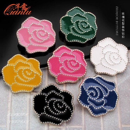 Roses button colorful decorative buttons coat windbreaker outerwear sweater cardigan knitwear women versatile clothing buttons