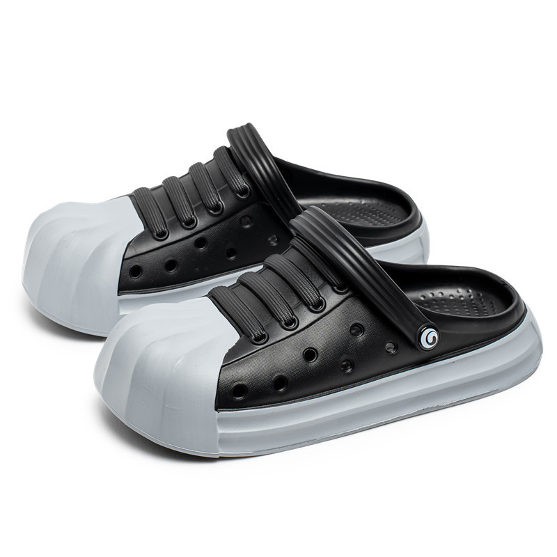 Zapatos con agujeros, ropa exterior antideslizante y transpirable de verano para hombres, zapatillas deportivas Baotou, sandalias de playa para jóvenes de doble uso para conducir