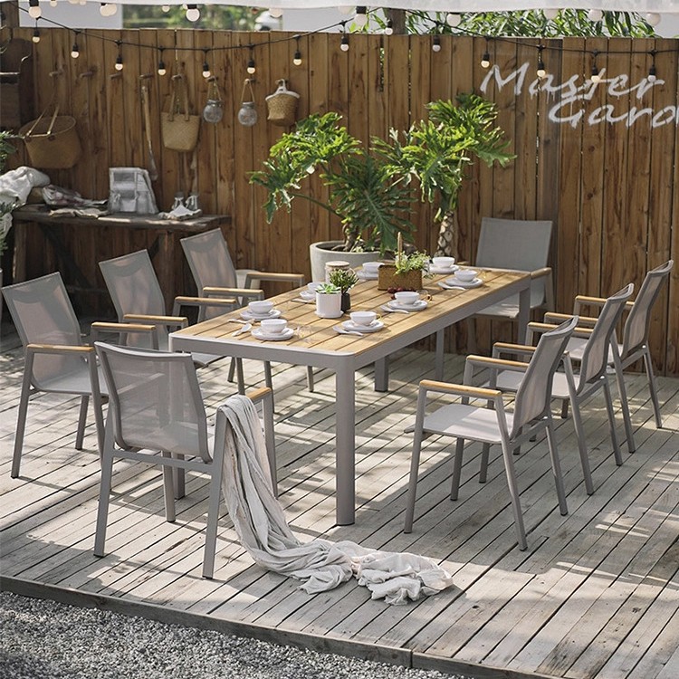 Mesa y silla al aire libre de ocio terraza al aire libre de tres piezas sillas combinadas patio terraza jardín patio telescópico