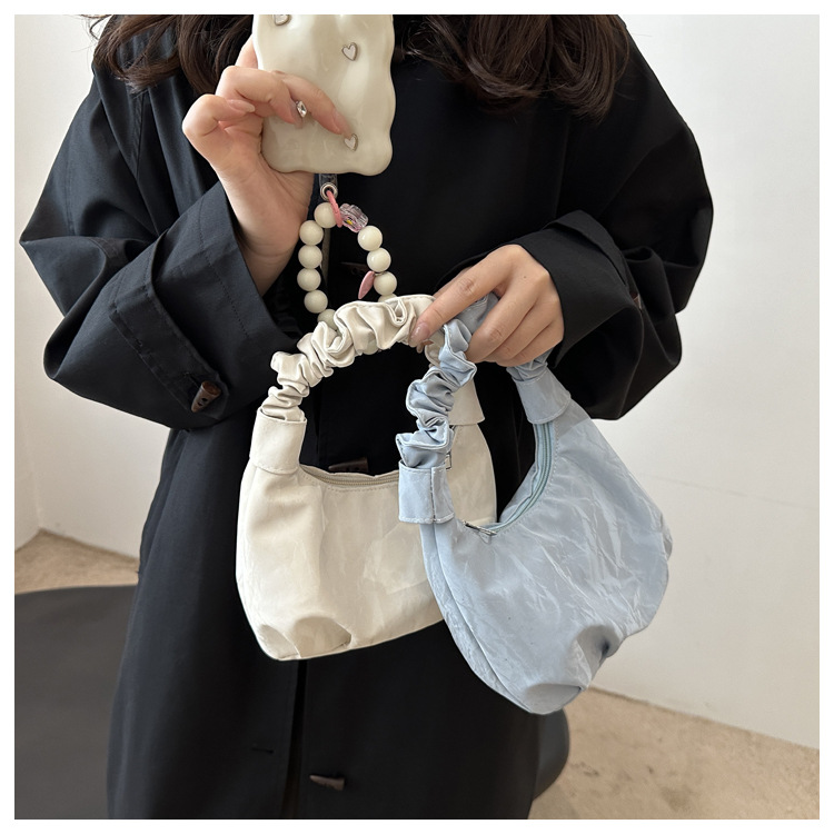 2024 Autumn/Winter ins solid-color stylish handbag with underarm pleats, a gentle Korean-style single-shoulder bag for women undefined