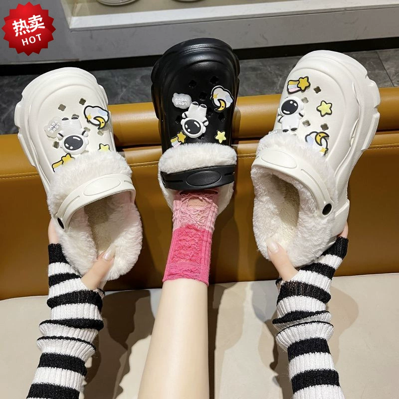 Зимняя бархатная обувь студенты носят новые толстые подошвы корейские повседневные теплые нескользкие съемные хлопчатобумажные туфли для женщин