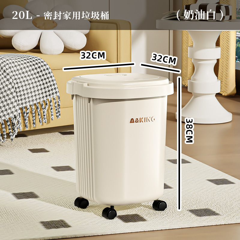 Basura doméstica cuadrada con ruedas de alto valor facial cubre cubo de inodoro de gran capacidad para sala de estar dormitorio cesta de papel especial para cocina