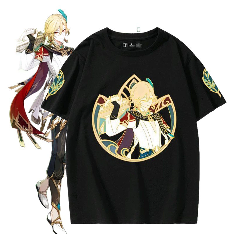 Новый COS оригинальный Бог футболка плащ с коротким рукавом костюм мужчины и женщины пара периферийных игр Yuanshen детская одежда для взрослых серии