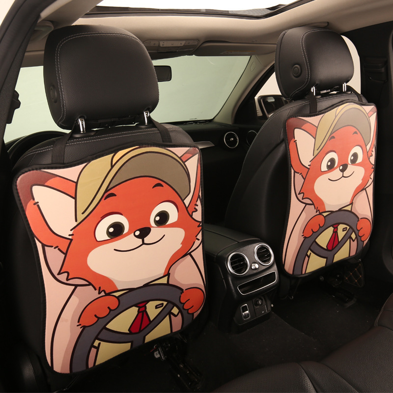Women's cute cartoon car seat back anti-kick cushion car seat back anti-fouling cushion long short optional