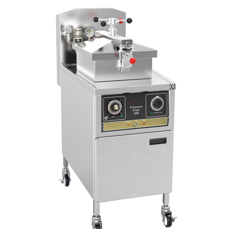 Freidora de pollo a presión estadounidense comercial con sistema de filtro de aceite freidora eléctrica de acero inoxidable estadounidense freidora de pollo a presión