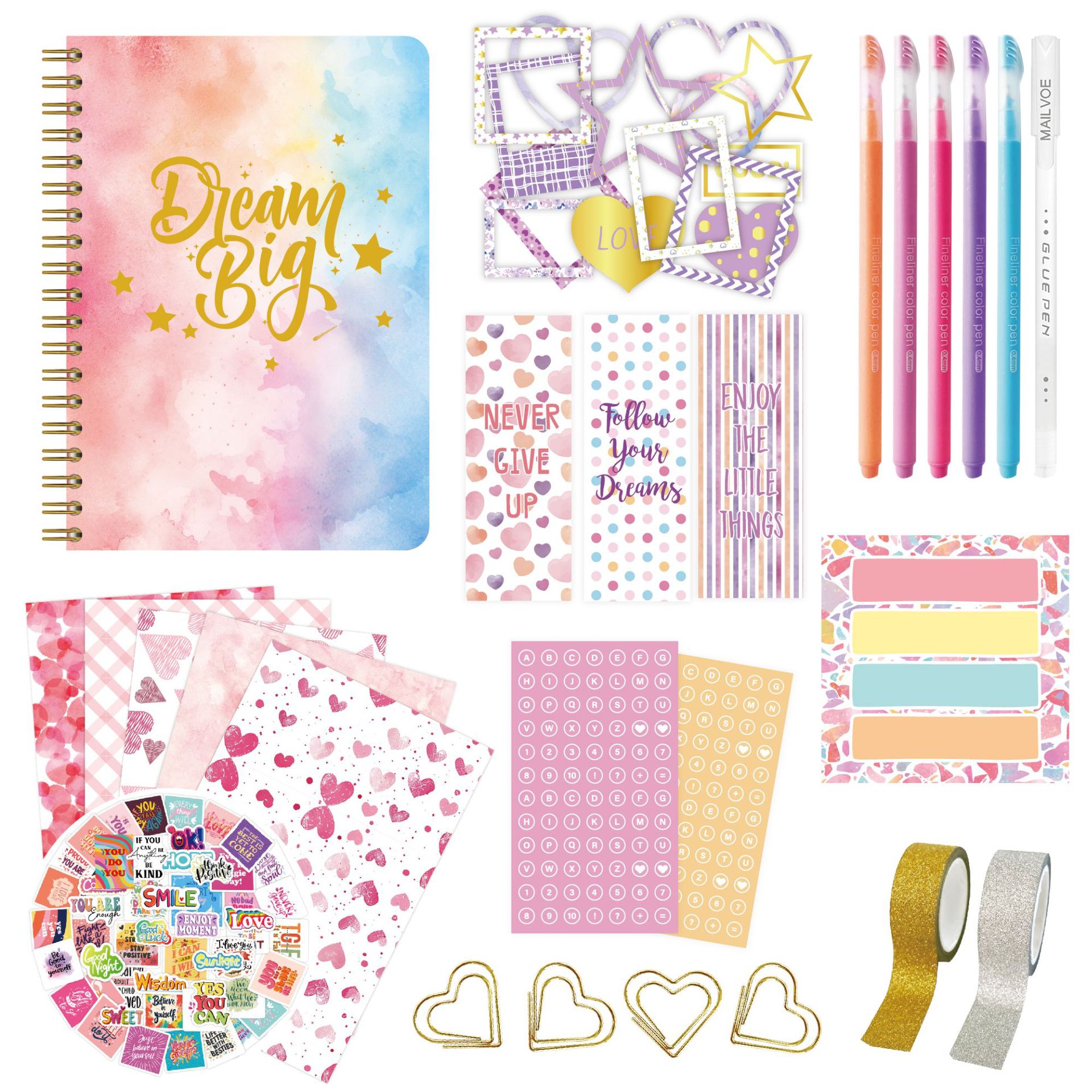 (2개) AMAZON 신제품 골드 스탬핑 DIY 일기장 세트 여아 4세 이상 스크랩북 어린이 선물 국경 간 핸드북