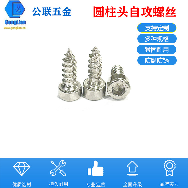 东莞紧固件直供杯头内六角自攻螺丝镀镍圆柱头内六角螺钉CA5*40