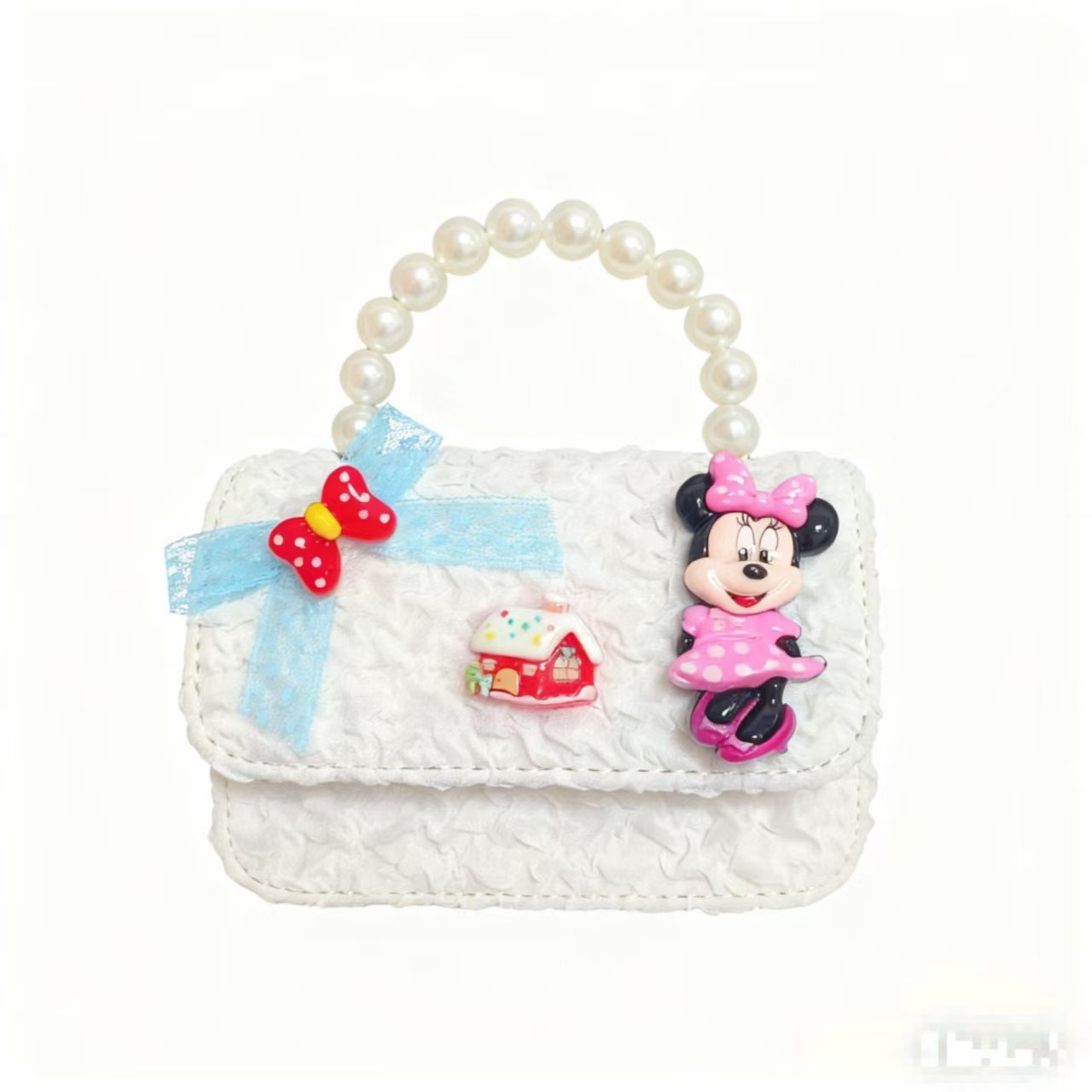 Bolso de perlas de arco de dibujos animados de Año Nuevo de chicas bolso de Año Nuevo de cadenas de viento fragante bolso cuadrado bolso de cambio de niños