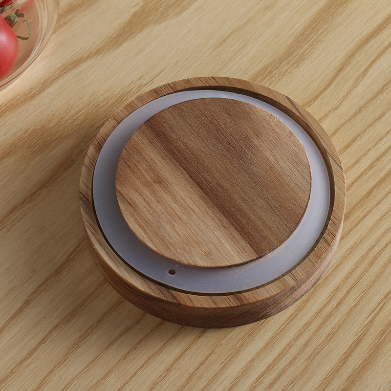 Tapa de madera de acacia frasco de té de vidrio transparente cocina del hogar almacenamiento de productos secos y acabado de frasco sellado frasco de almacenamiento de vidrio