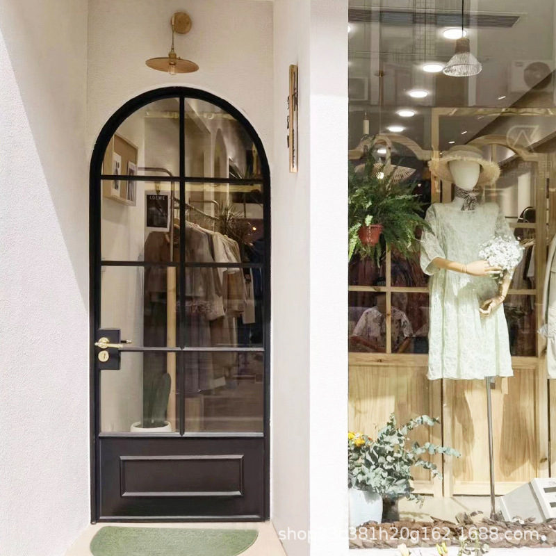 Factory Sales of Extremely Narrow French Retro Flat Doors for Living Room and Kitchen Internet Celebrity Pastry Shop Antique Craft Aluminum Alloy Retro Doors