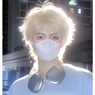 Wig Men's short hair style full head cover new summer milk platinum differential broken cover daily fluffy men's wig