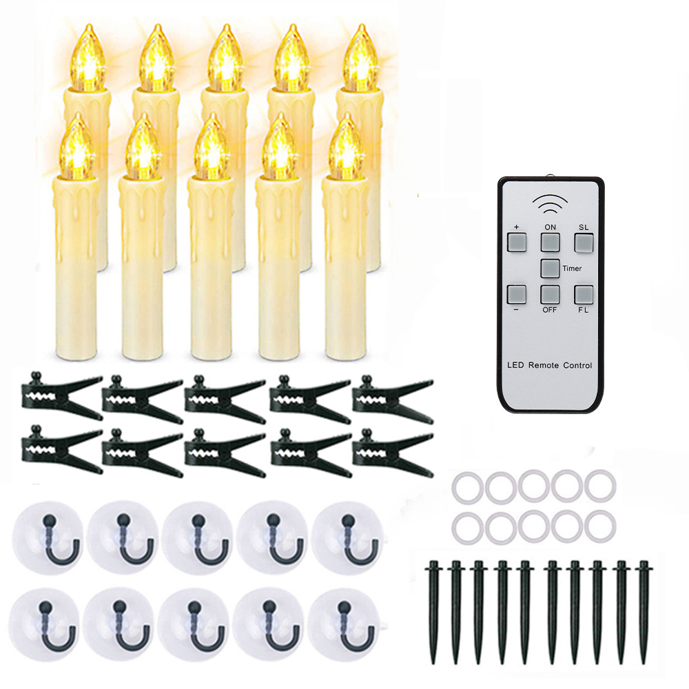 Clip de árbol de navidad vela con accesorios de gancho lámpara de mantequilla decorativa ventana luz de vela control remoto barra electrónica cera transfronteriza