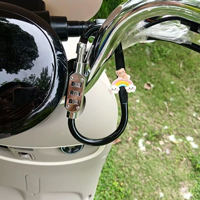 Helmet lock — Electric Vehicle Helmet Password - large-black-little-bear-rainbow