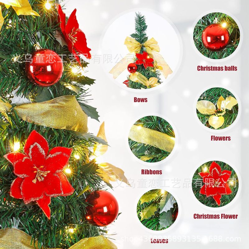 1.8メートルPVC伸縮木折り畳みクリスマスツリー帯アクセサリーpop up tree糸紅花金ledランプ帯認証|undefined