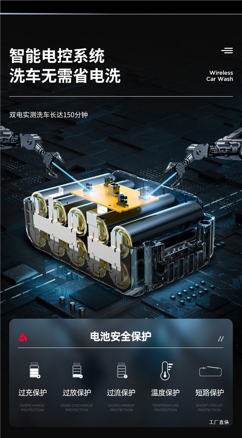 Zhigao Wireless Car Washing Machine, High-Pressure Household Car Washing Water Gun, High-Power Lithium Battery Cleaning Tool, Super Powerful