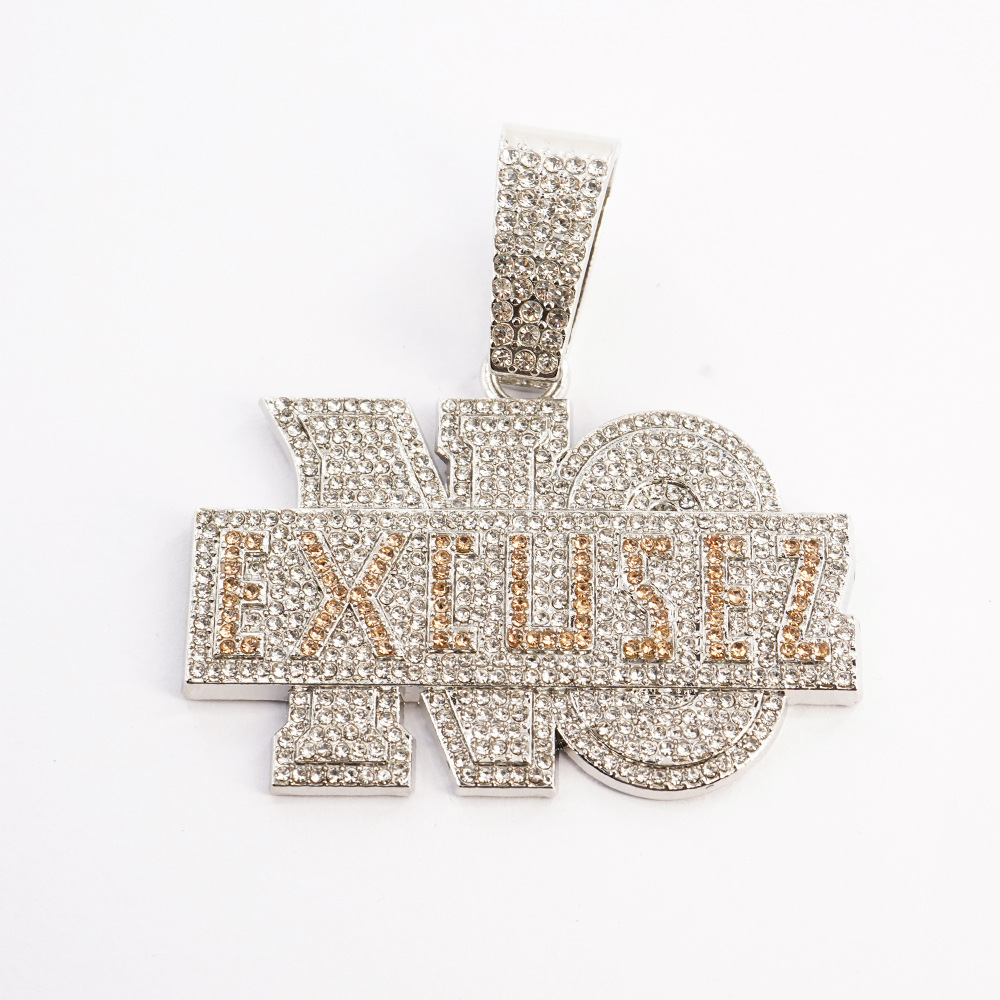 Exageración de moda transfronteriza NO EXCUSEZ colgante de letras inglesas con cadena de torsión de 5 mm cadena de diamantes cubana de hip hop