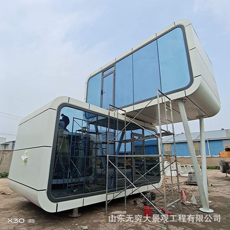 Estructura de acero casa móvil al aire libre creativo Villa tienda oficina doble capa Apple cápsula B & B espacio cápsula