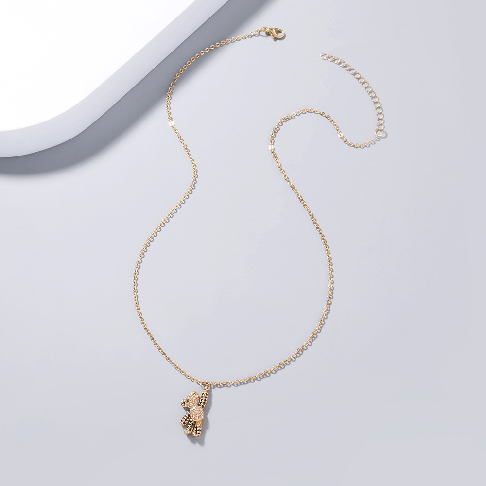 Collier Mignon D&#39;ours En Peluche De Mode Mini Collier De Cuivre De Zircon D&#39;ours display picture 1