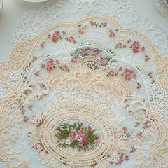 Ins French Retro Embroidered Lace Coasters Bowl Mat Ins Style Photo Background Prop Cover Decor Table Mat