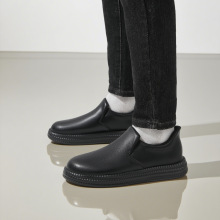 新款外贸休闲黑色男鞋软底懒人免提一脚蹬防水防油防滑厨师鞋皮鞋