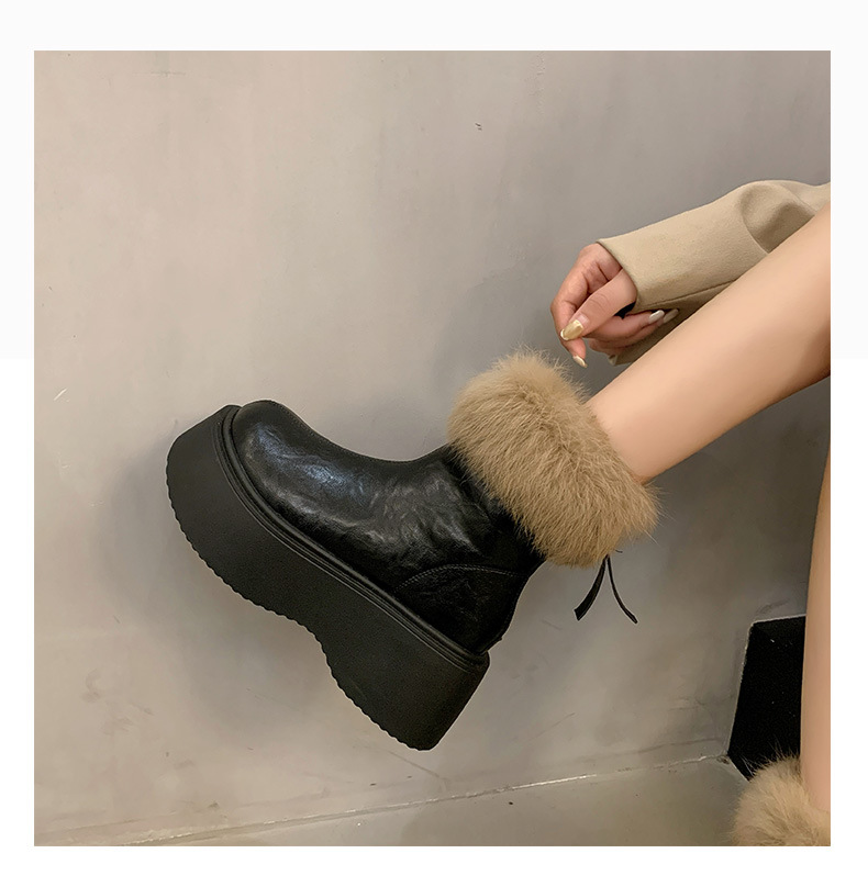 Botas finas elásticas con forro polar grueso y tacones altos, nuevas botas Martin de invierno 2024, zapatos de algodón cálidos para la nieve_voghion.com