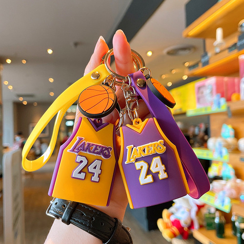 James Kobe Lakers jersey keychain cartoon basketball car key holder school bag decoration gift wholesale