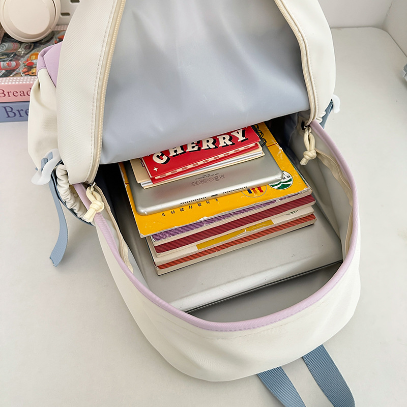 Lightweight Color Block Backpack For School & College - Spacious & Stylish Unisex Bookbag With Cushioned Straps, Multiple Pockets_voghion.com