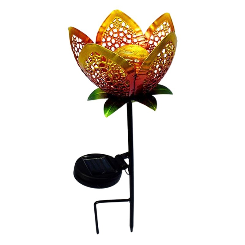 Lámpara de jardín de villa solar Lámpara de decoración de paisaje al aire libre hueca de hierro Lámpara de césped de inserción de flores de simulación