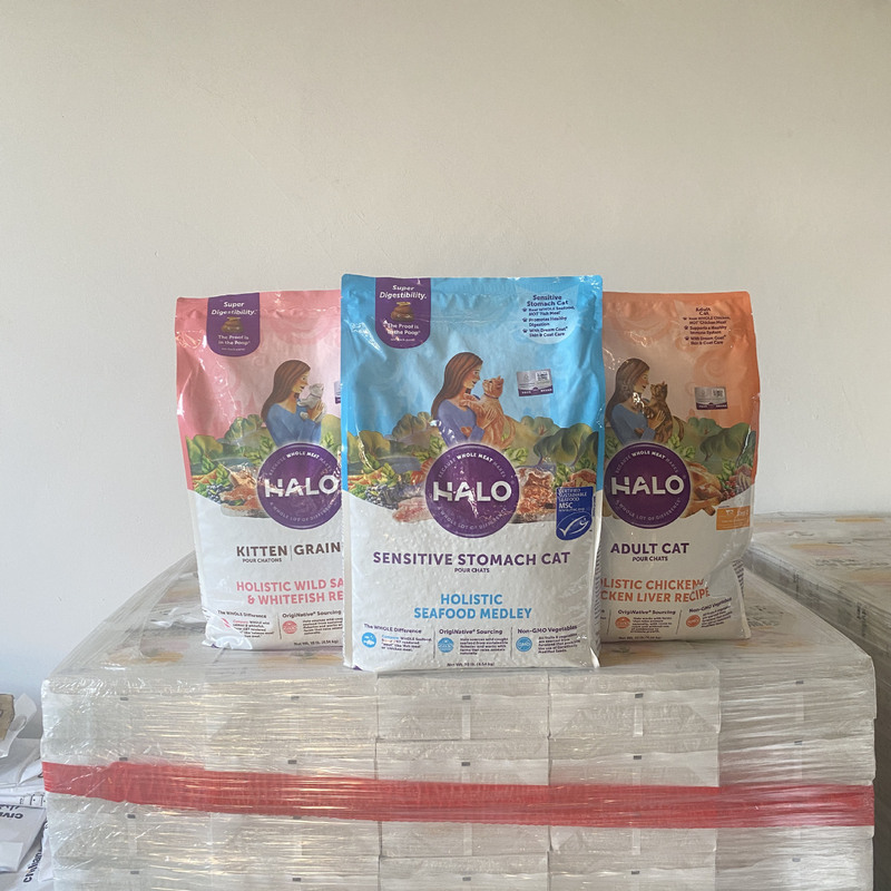 American Natural Halo Cat Food Grain-Free Hypoallergenic Chicken and Fish for Adult and Young Cats to Improve Soft Constipation Nutritional Cat Food