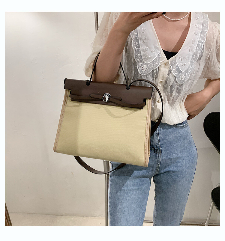 2023 neue heiße Verkauf Mode kleine quadratische Tasche Leinwand Damen Tasche Vintage Aktentasche Handtasche eine Schulter Umhängetasche_voghion.com