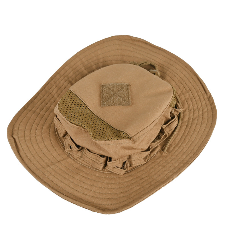 Nuevo sombrero de camuflaje transfronterizo al aire libre táctico militar de pesca de borde redondo sombrero de pescador de sombrero de sombrero de escalera de montaña de protección solar