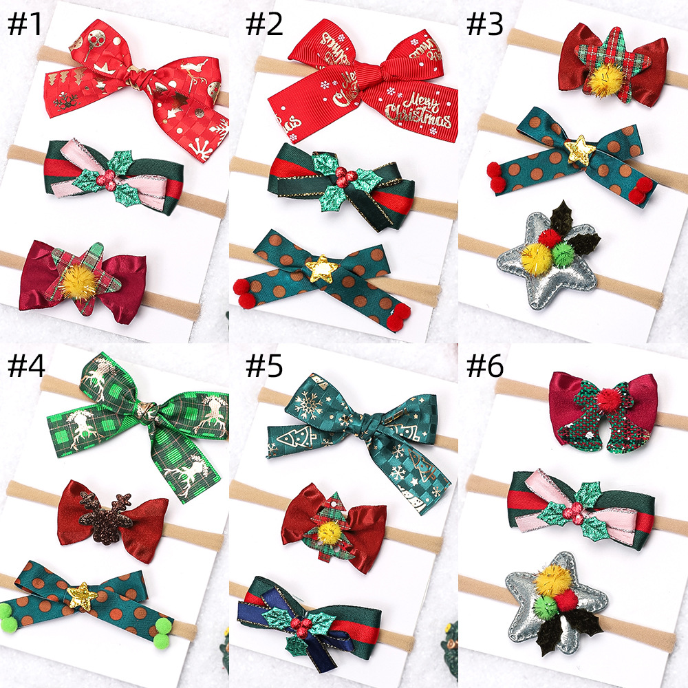 Europa e Stati Uniti nuovi accessori per capelli per bambini set di fasce per capelli fini per le vacanze di Natale per neonati fasce elastiche in nylon per neonati all'ingrosso_voghion.com