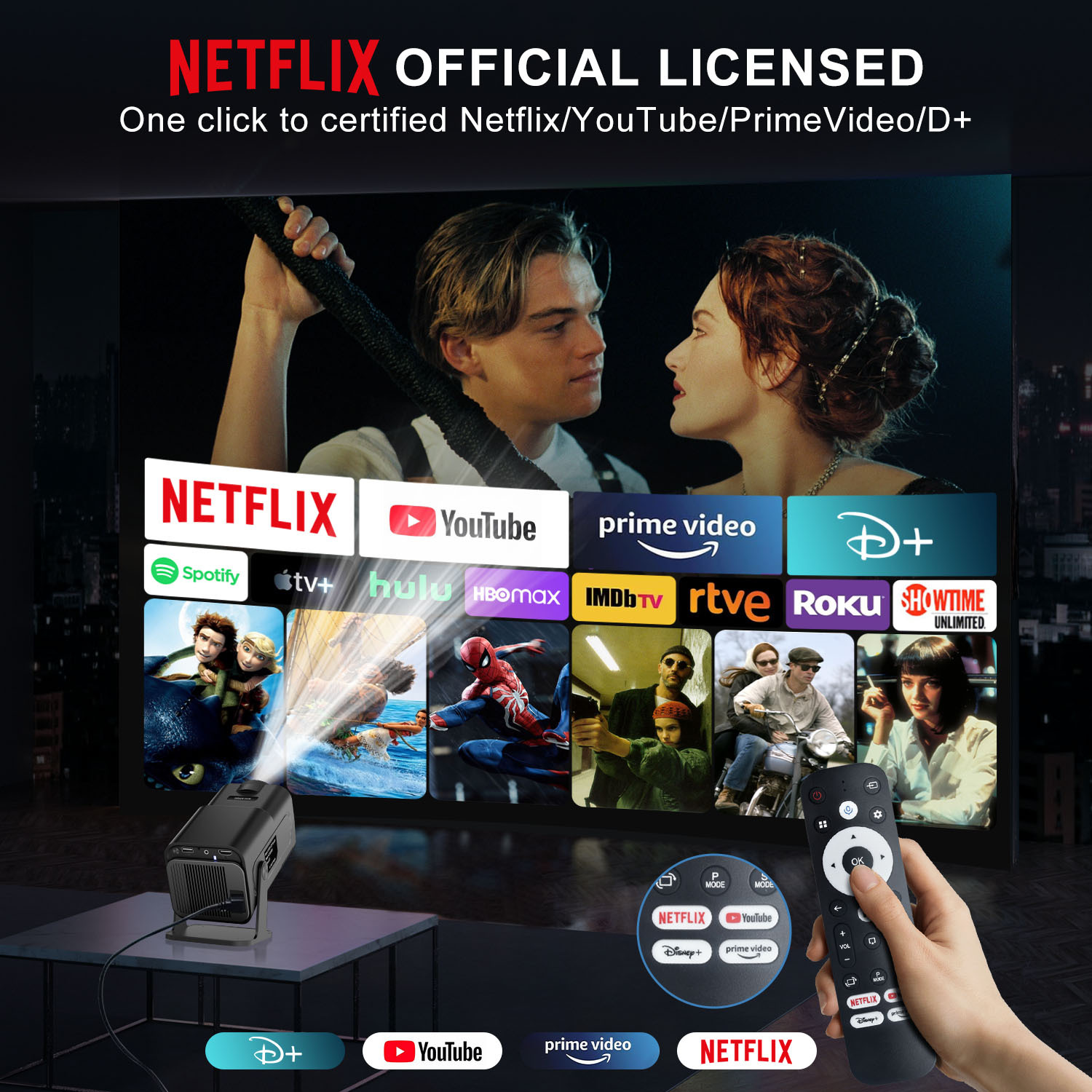 Mini hyproyector transfronterizo Android 11,0 HD 1080p de cine en casa proyector de teléfono móvil portátil