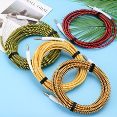Guitar cable black leather braided high-end noise reduction shielded cable audio cable folk electric box electric acoustic guitar bass cable