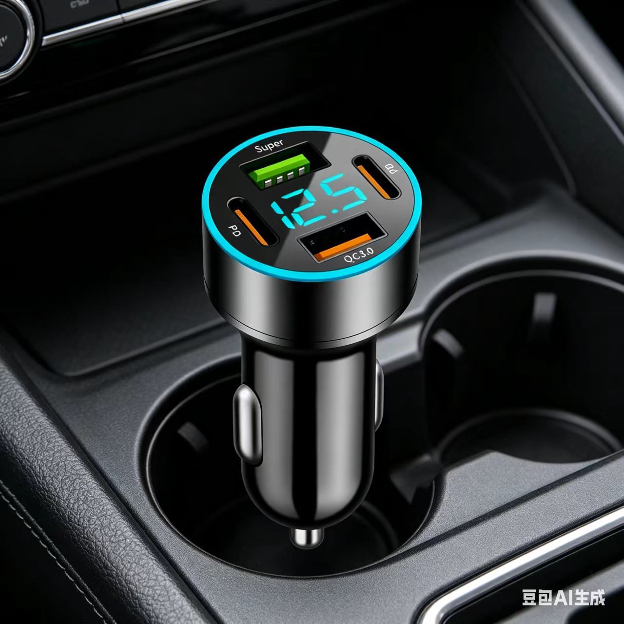 New car charger with digital display, 2U2C super fast car charger, multifunctional car charger for mobile phones