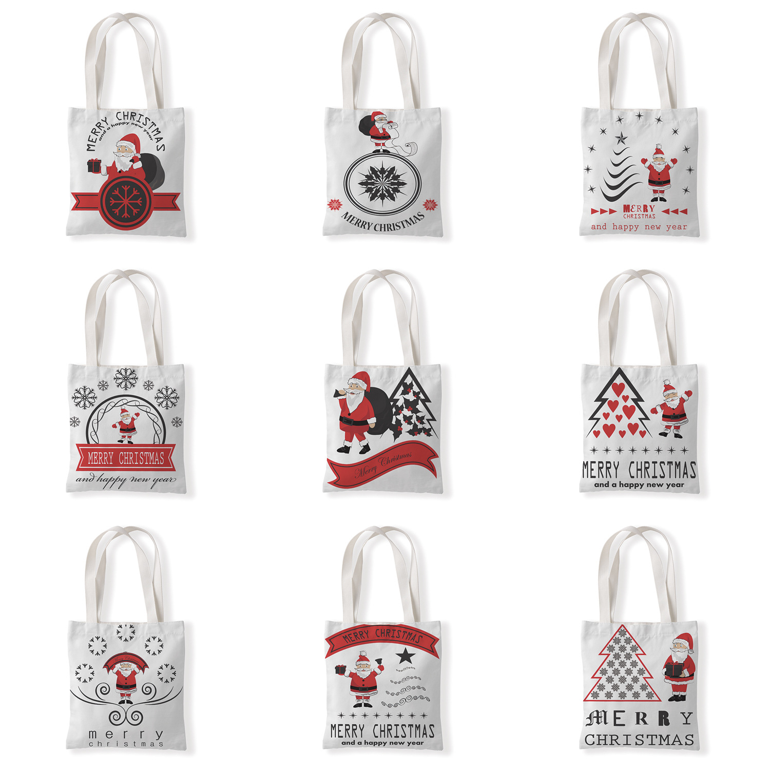 圣诞老人印花手提时尚单肩购物袋休闲零钱袋文艺手提帆布袋