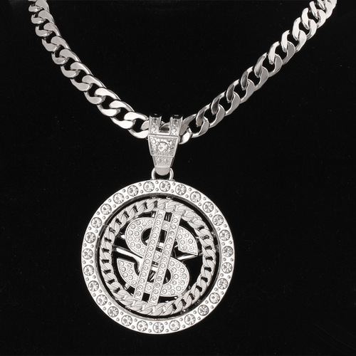 American Dollar Fashion Trend Rotating Dollar Pendant Necklace HIPHOP Hip-Hop Trendy Accessories Rotating Necklace
