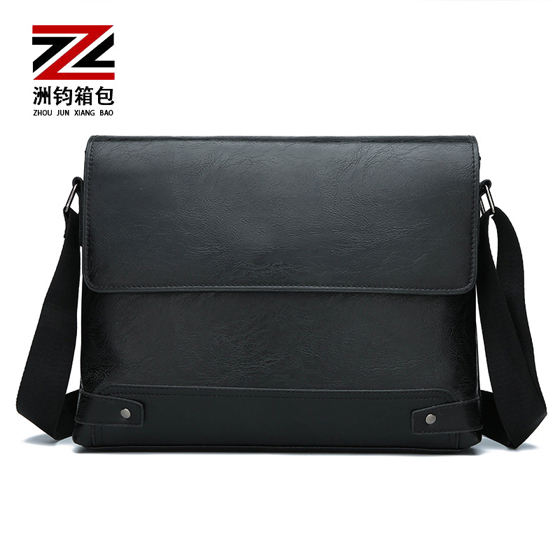 Cross-Border Men's Shoulder Bag, Business Commuter Crossbody Bag, Large-Capacity Briefcase, Work and Business Trip Pu Leather Handbag