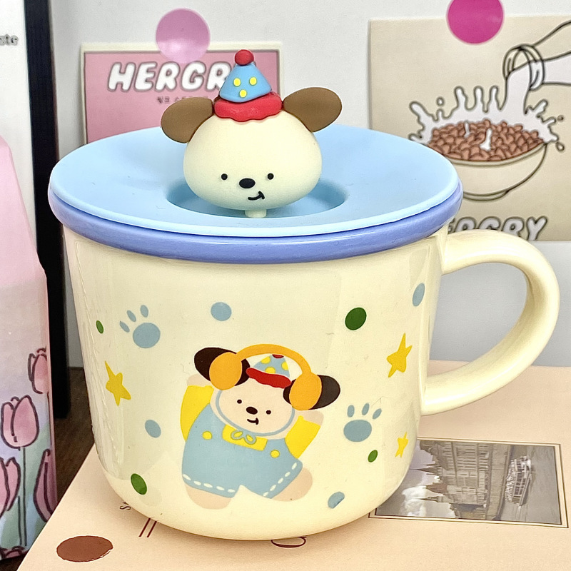Ins adorable perro taza de cerámica de alto valor de visualización copas de agua regalo de cumpleaños copas de regalo de oficina