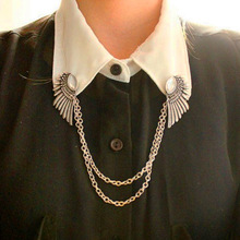 欧美外贸大牌 复古翅膀镶钻衣领夹衣领链领针 胸针