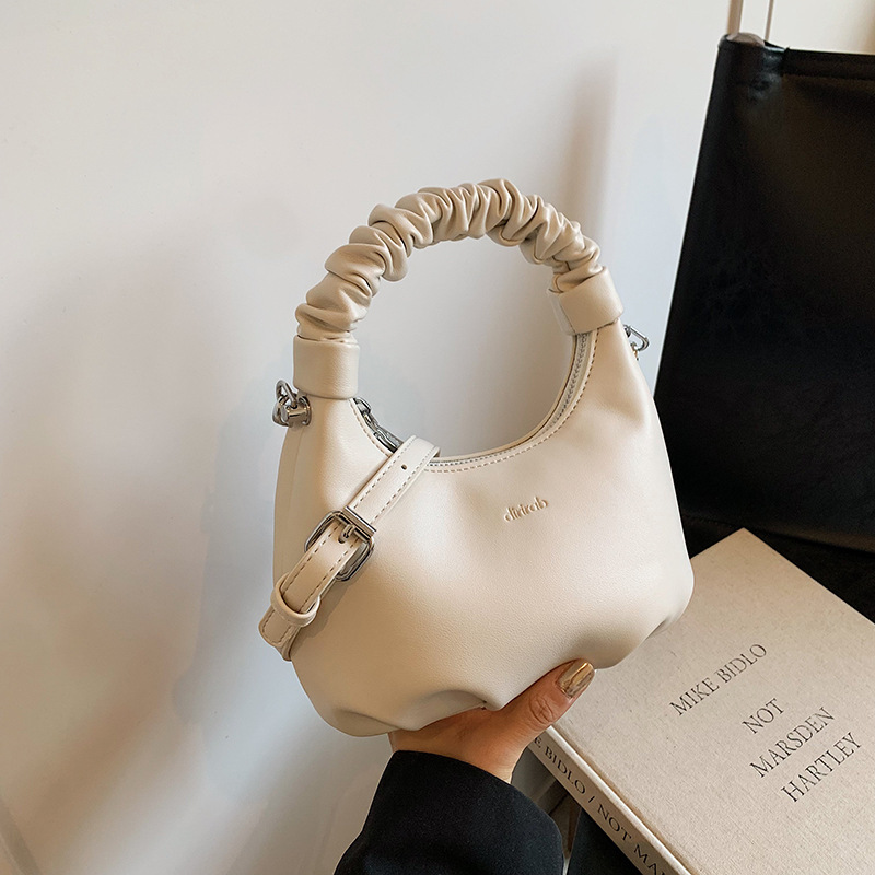 Texture Handheld Wrinkled Dumpling Bun Korean Version Ins Simple and Versatile Shoulder Bag 2024 Niche Design Crossbody_voghion.com