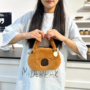 2024 New Capibala Stuffed Capybara Backpack Cute and Easiest for Match Furry Bag Female Cartoon Student Small Backpack