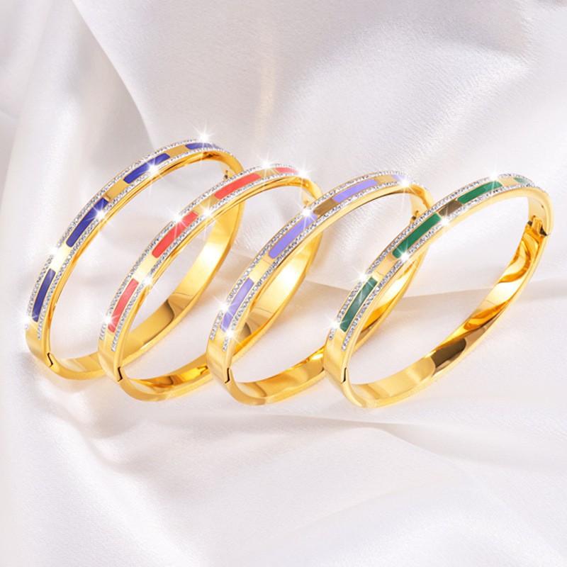 Pulsera de acero titanio, pulsera de acero inoxidable con diseño de estrellas y efecto de goteo de aceite para mujer, sensación de alta gama, moda europea y americana, pulsera que no se decolora. image 5