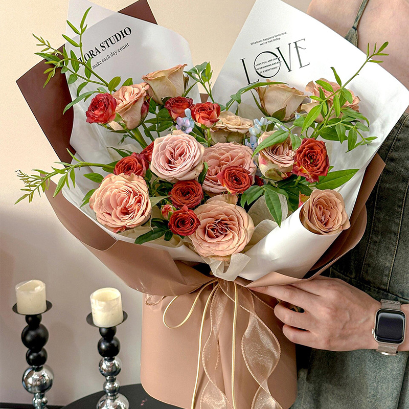 Material de embalaje floral 7.8s color sólido mate mate mate mañana niebla OPP rollo papel de embalaje de flores diy floristería papel de embalaje de ramo