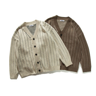 Urban Goods 2024 Autumn Retro Maillard Striped Cardigan Sweater Loose Casual Knitted Jacket